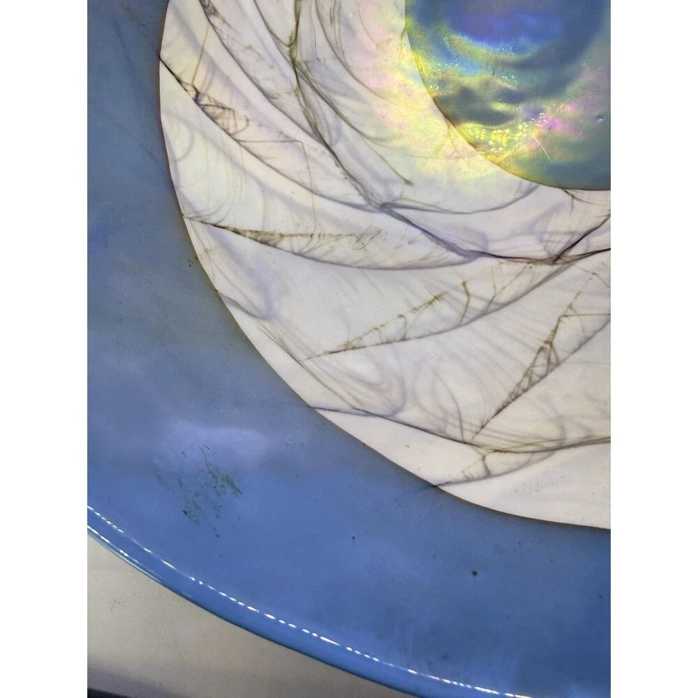VTG Murano Italian Art Glass Bowl Sea Shell XL 21” Folded Fornace Ferro RARE
